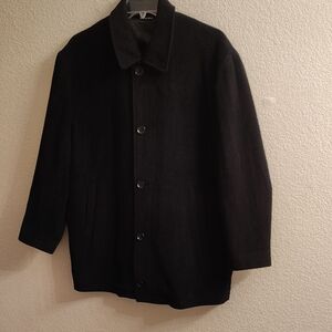 Carlo Palazzi Rome/New York Elegant Black Pea Wool Coat for Men HMBC